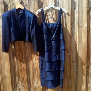 R&M Richards/Navy/Evening/Special occasions/Holiday Dress   W/Jacket. Ect